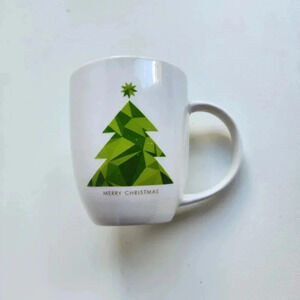 Crofton Christmas Merry Christmas Tree Holiday Cup Coffee Mug White Green